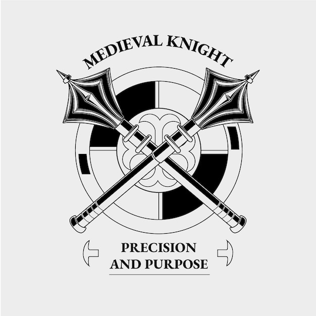 Vector hand drawn medieval knight badge