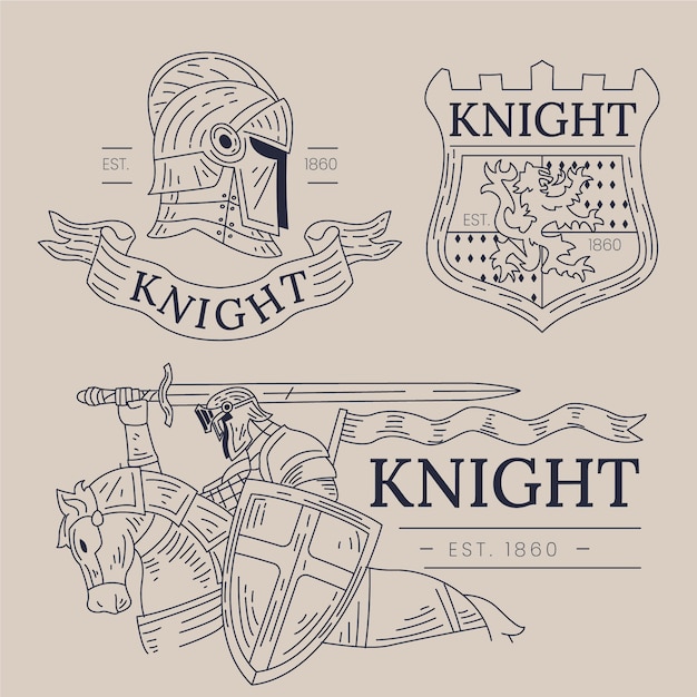 Vector hand drawn medieval knight badge