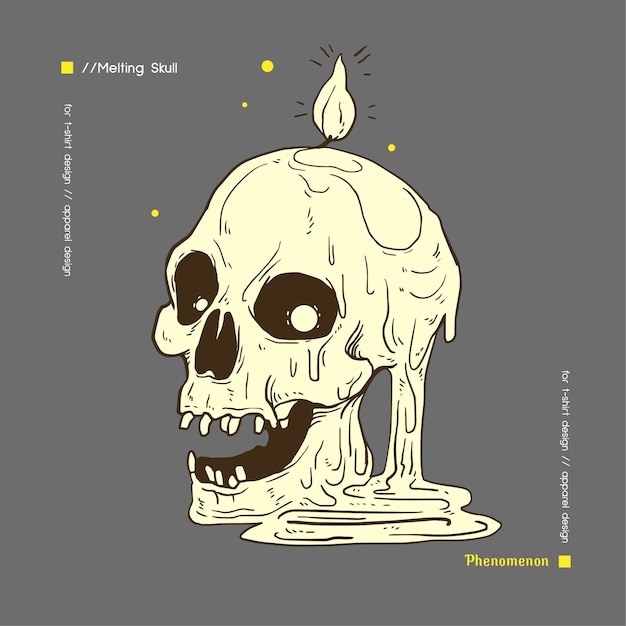 Hand Drawn Melting Skull Illustration for Tshirt