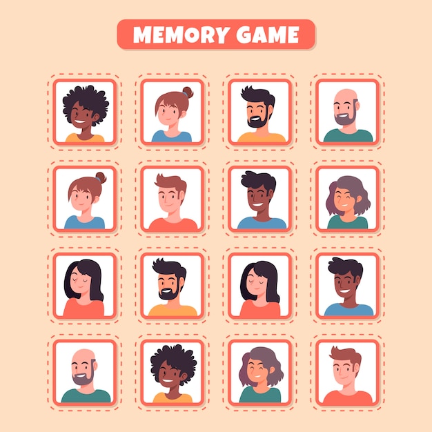 Scheda di gioco di memoria disegnata a mano