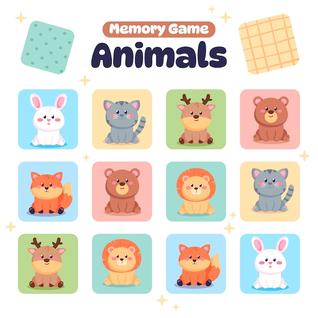 Hand drawn memory game cards