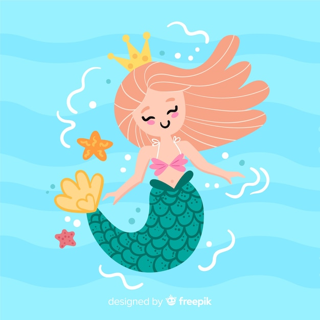 Hand drawn mermaid background