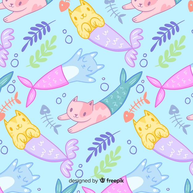 Hand drawn mermaid pattern