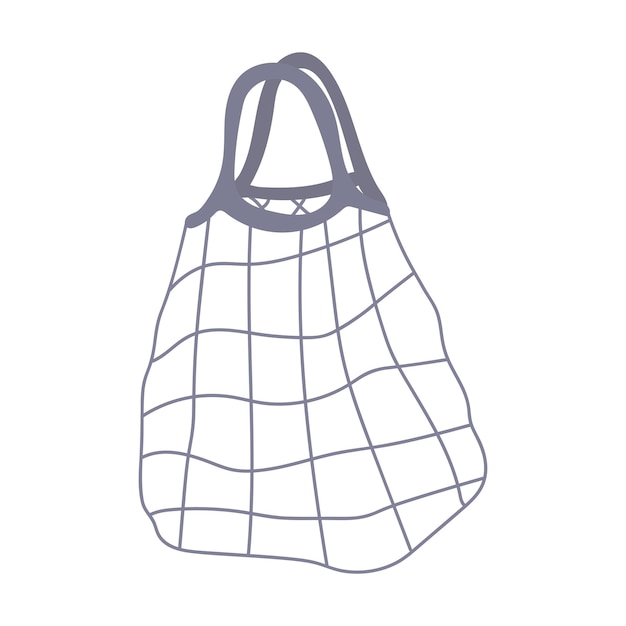 Vector hand drawn mesh eco bag isolated on white zero waste concept say no to plastic bags