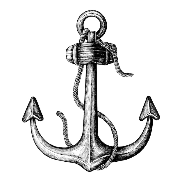 Vector hand drawn metal shank anchor