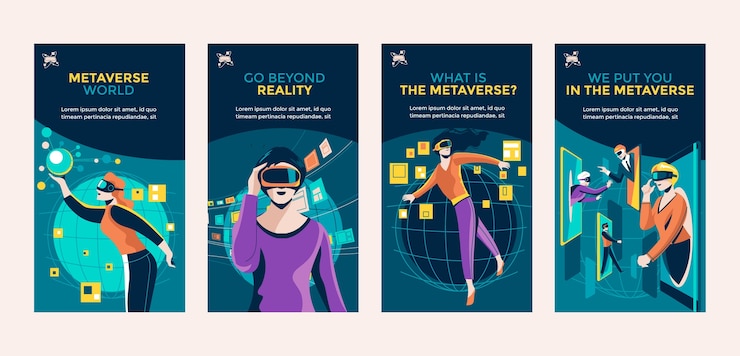 Vector hand drawn metaverse template design