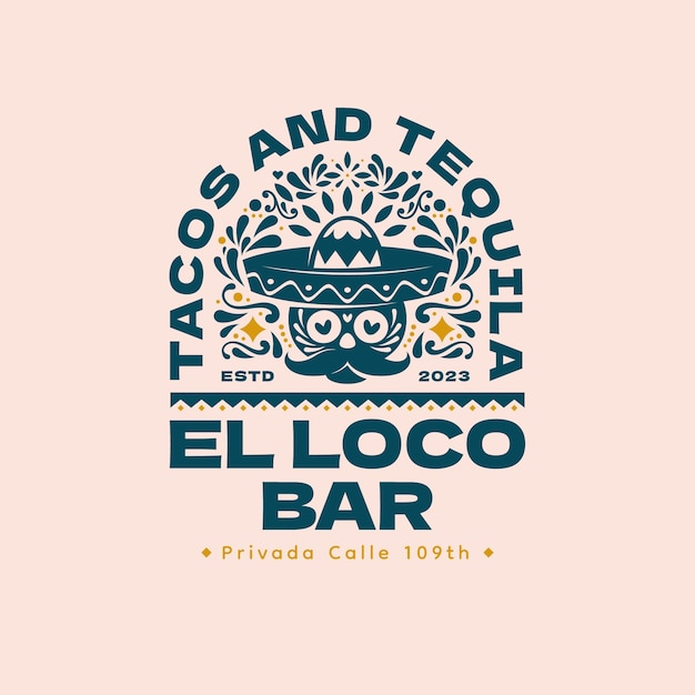 Hand drawn mexican bar logo template