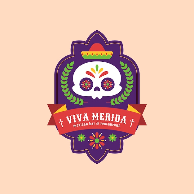 Vettore logo del bar messicano disegnato a mano