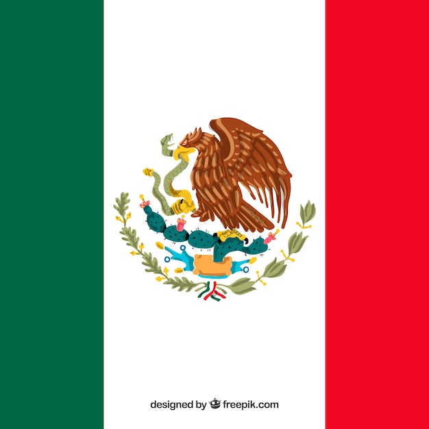 Hand drawn mexican flag background