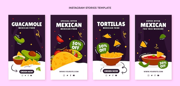 Hand drawn mexican food instagram stories