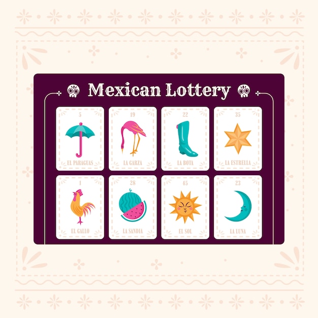 Vector hand drawn mexican lottery set