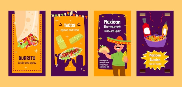 Hand drawn mexican restaurant instagram stories