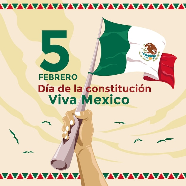 Vector hand drawn mexico constitution day