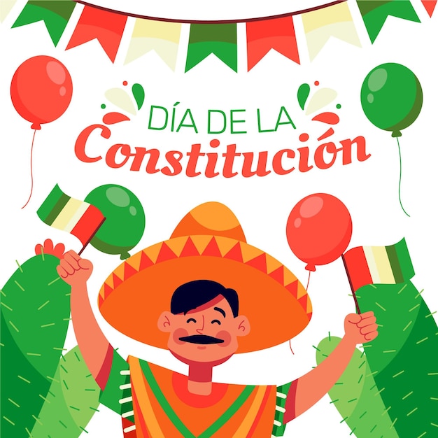 Hand drawn mexico constitution day