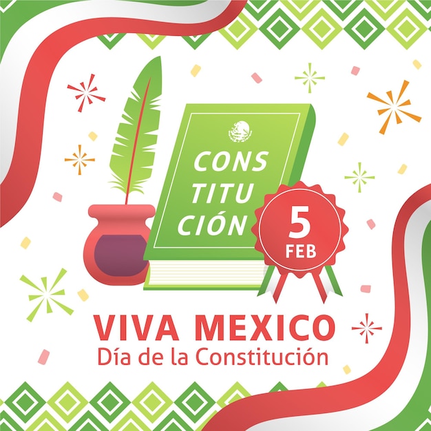 Vector hand drawn mexico constitution day