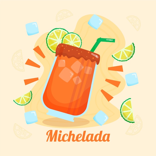 Вектор Нарисованная рукой иллюстрация michelada