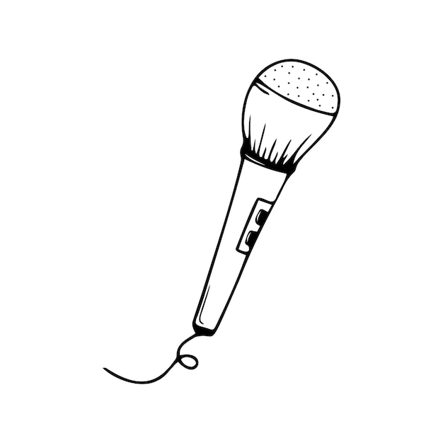 Hand drawn microphone isolated on a white background