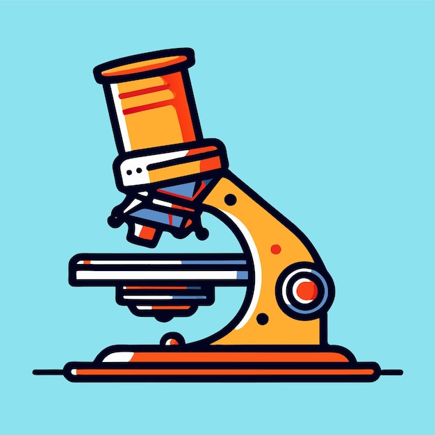 Hand drawn microscope cartoon illustration