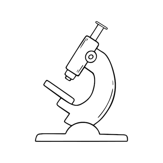 Hand drawn microscope in doodle sketch style