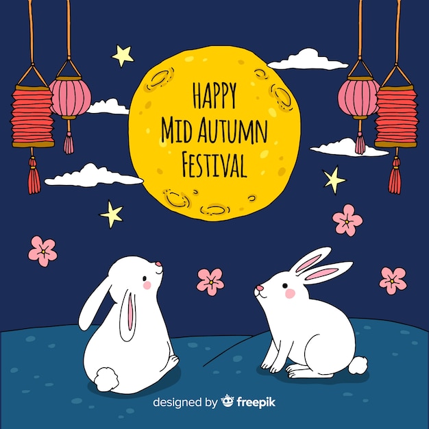 Hand drawn mid autumn festival background