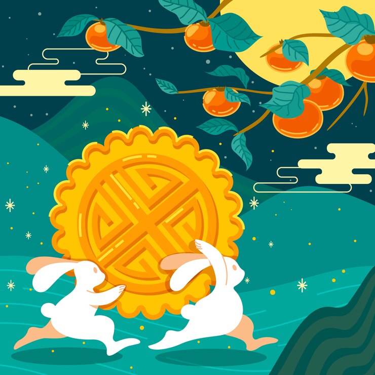 Vector 中秋の祭りの手描きのイラスト
