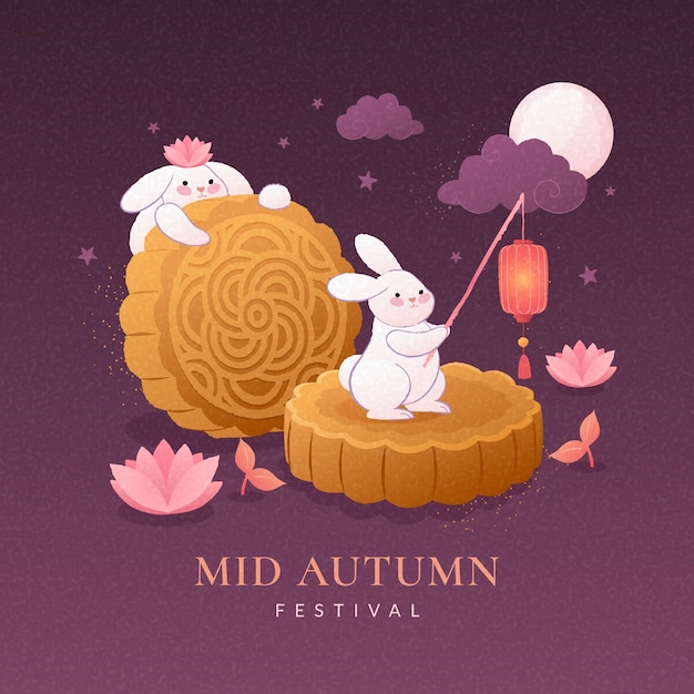 Vector hand drawn mid-autumn festival illustration