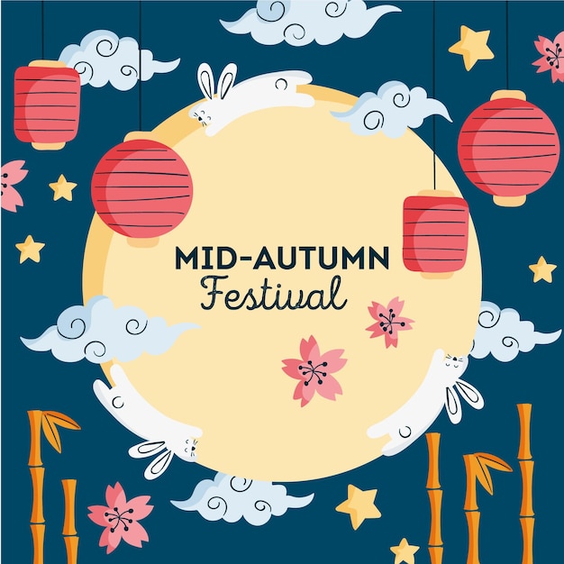 Hand drawn mid-autumn festival