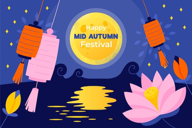 Hand drawn mid-autumn festival