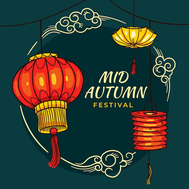 Vector hand drawn mid autumn festival