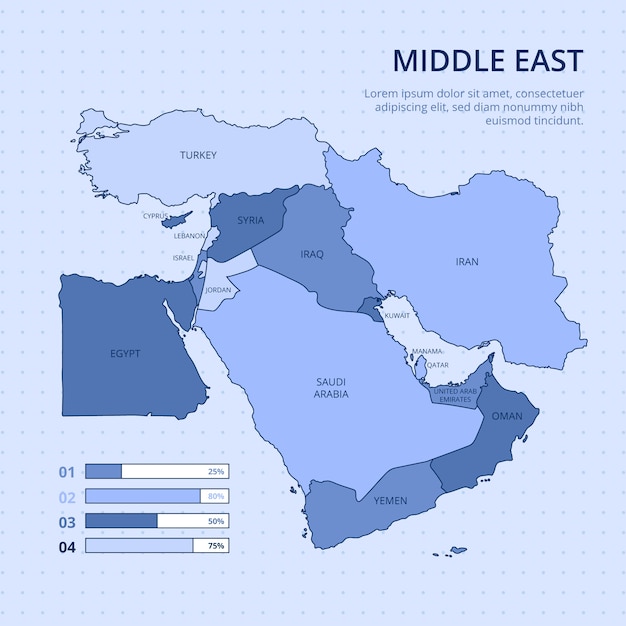 Vector hand drawn middle east map illustration