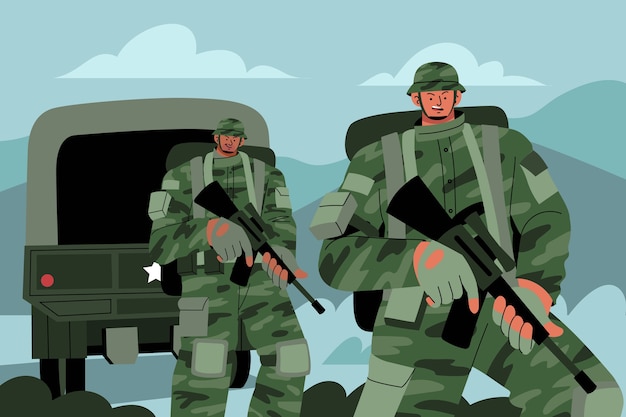 Ручно нарисованный военный фон