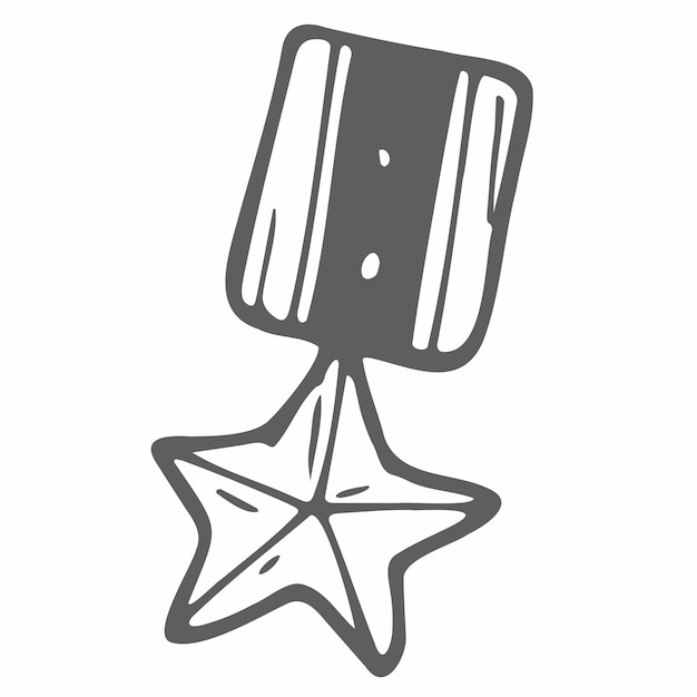 Vettore medaglia militare disegnata a mano con stella