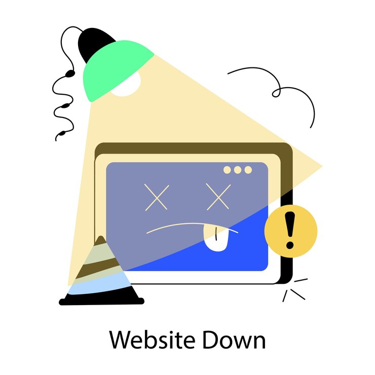 Vector a hand drawn mini illustration showing website down