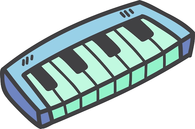 Mini illustrazione del pianoforte portatile disegnata a mano