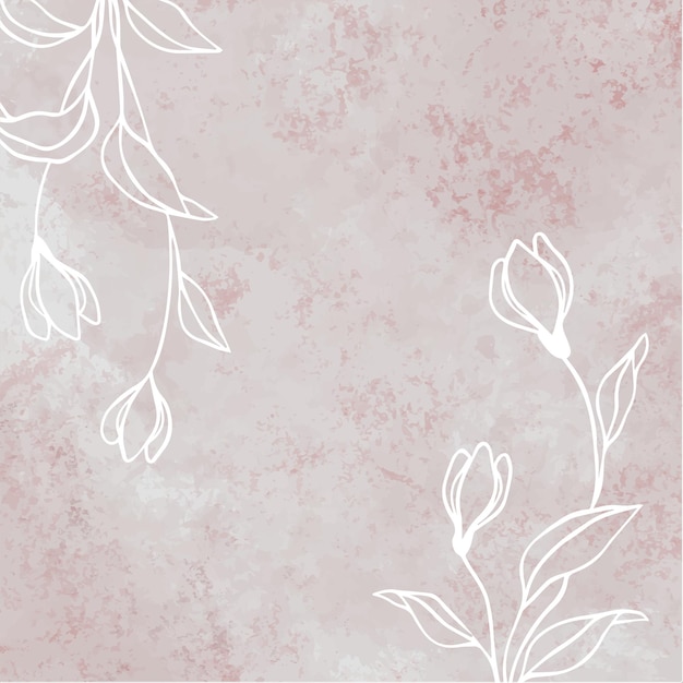 Hand drawn minimal background with line art flowers