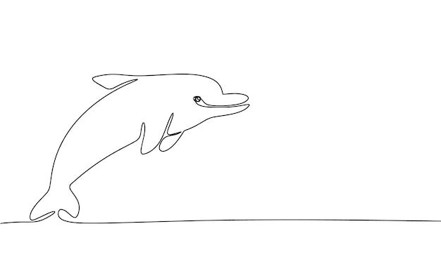 Hand drawn minimal dolphin One line continuous dolphin Line art dolphin Outline vector