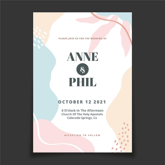 Hand drawn minimal wedding invitation template