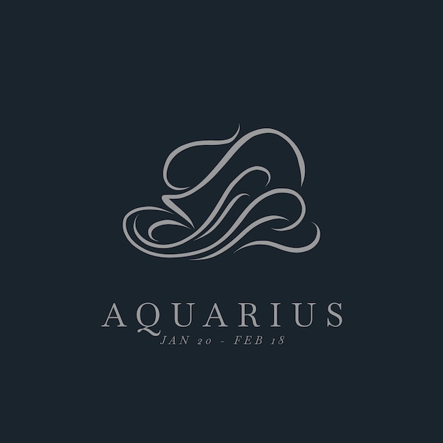 Vector hand drawn minimalist aquarius logo