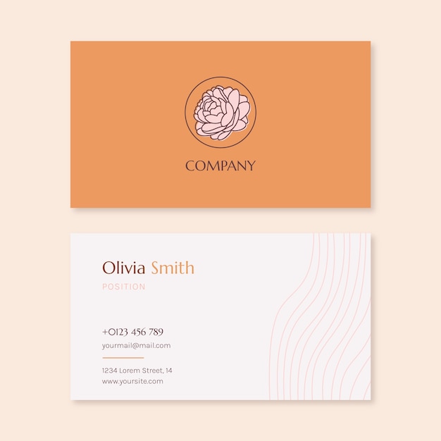 Vector hand drawn minimalist  business card template