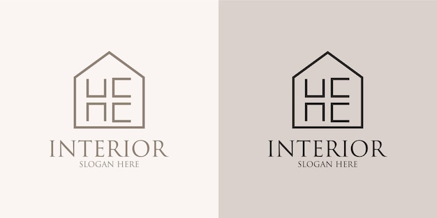 Hand drawn minimalist interior logo set