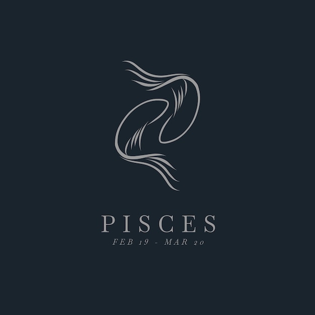 Vector hand drawn minimalist pisces logo