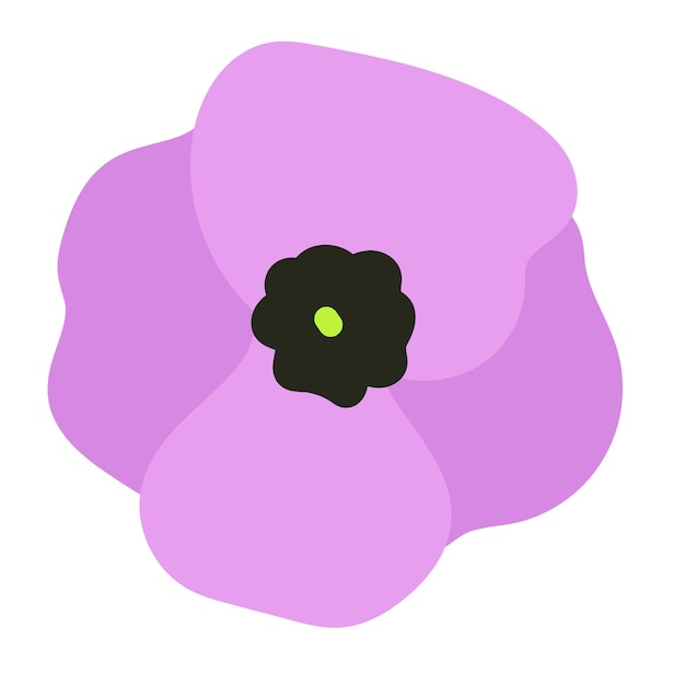 Hand Drawn Minimalist Purple Poppy Flower Vector Illustration