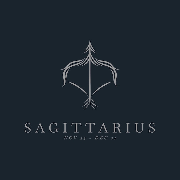 Vector hand drawn minimalist sagittarius logo