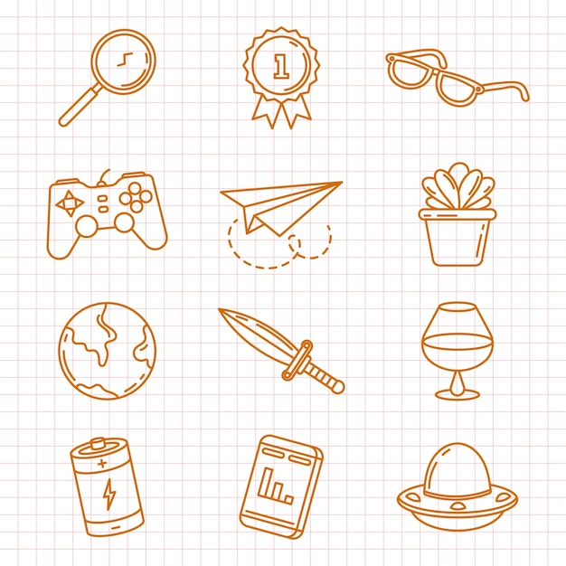 Vector hand drawn miscellaneous doodle illustration