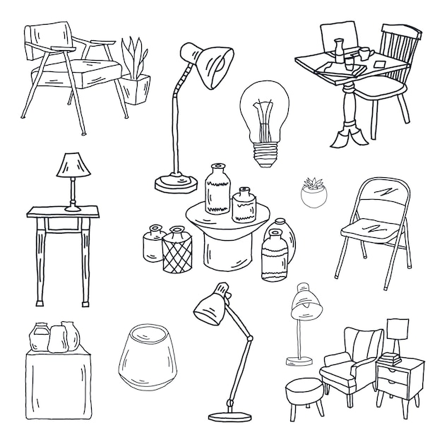 Vector hand drawn miscellaneous doodle illustration