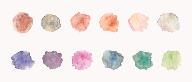 Vector hand drawn mixed watercolor paint brush set