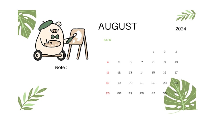 Vector hand drawn modern calendar 2024 for kids