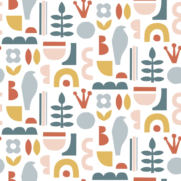 Hand drawn modern seamless pattern.