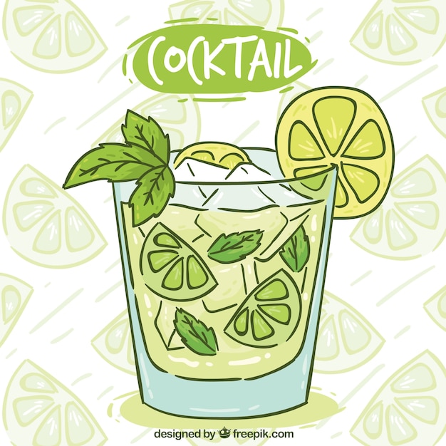 Vector hand drawn mojito background