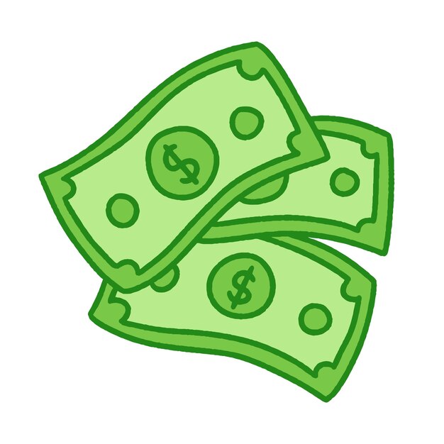 Vector hand drawn money dollar bill illustration